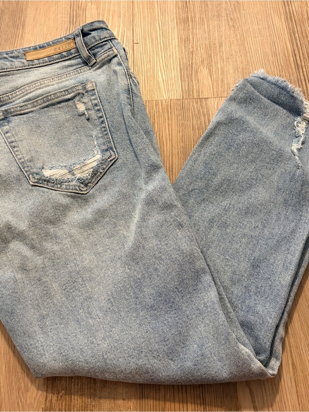 Cello Light Wash Boyfriend Jeans with Distressed Details